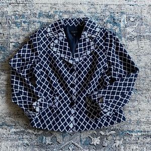 Talbots navy and white 3 button blazer